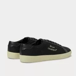 Saint Laurent Court Classic SL/06 Leather-Trimmed Logo-Embroidered Distressed Canvas Black Low Top Sneakers -Salomon Shop 02908326538e81ca1f7b8267694dd149