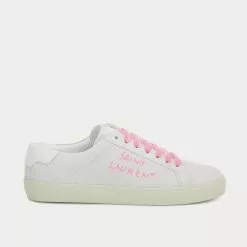 Saint Laurent Court Classic SL/06 Suede Blanc Optique Low Top Sneakers