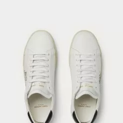 Saint Laurent SL/06 Court Classic Logo-Embroidered Leather White Low Top Sneakers -Salomon Shop 099c668615c1095899dee7877215ff82