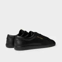 Saint Laurent Andy Leather Black Low Top Sneakers -Salomon Shop 1f3b7483a59634e2486efc95fcc11caa