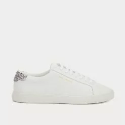 Saint Laurent Andy Perforated Leather Blanc Optique Low Top Sneakers