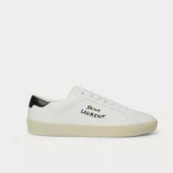 Saint Laurent SL/06 Court Classic Logo-Embroidered Leather White Low Top Sneakers