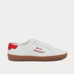 Saint Laurent Court Classic Leather Blanc Optique Low Top Sneakers