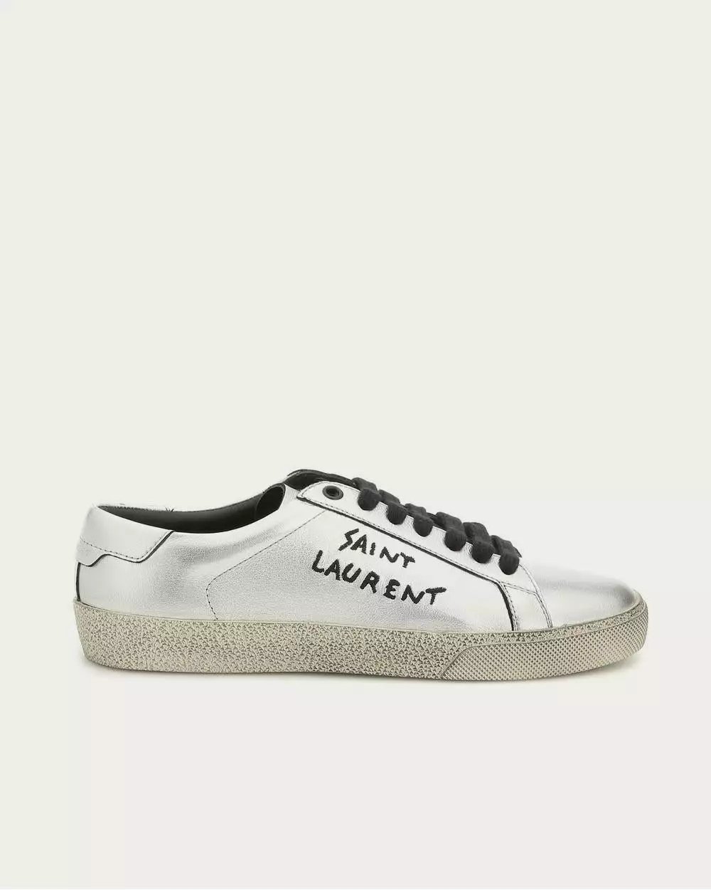 Saint Laurent Court Classic SL/06 Leather Silver Low Top Sneakers 3 Saint Laurent Court Classic SL/06 Leather Silver Low Top Sneakers