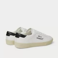 Saint Laurent SL/06 Court Classic Logo-Embroidered Leather White Low Top Sneakers -Salomon Shop 758f970f4aacdaa6d5071c891c1c00ef