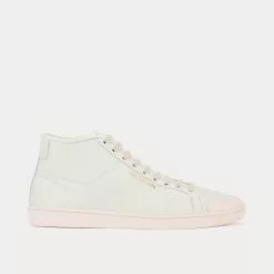 Saint Laurent SL/39 Court Classic Grained Leather White / Pink Mid Top Sneakers