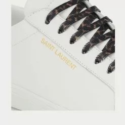 Saint Laurent Andy Leather White Low Top Sneakers -Salomon Shop cd6b21301f5a823ccd91a11ef67d3ec2