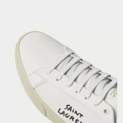 Saint Laurent SL/06 Court Classic Logo-Embroidered Leather White Low Top Sneakers -Salomon Shop d7c1e2ba9203f797e4238c3d43658e0c