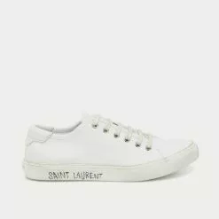Saint Laurent Malibu Canvas Blanc Optique Low Top Sneakers
