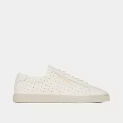 Saint Laurent Andy Leather With Studs White Low Top Sneakers