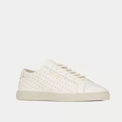 Saint Laurent Andy Leather With Studs White Low Top Sneakers -Salomon Shop saint ANDYSNEAKERSINLEATHERWITHSTUDS white low top sneakers 3