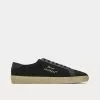 Saint Laurent SL/06 Court Classic Embroidered Canvas & Smooth Leather Black Low Top Sneakers -Salomon Shop saint laurent COURTCLASSICSL 06EMBROIDEREDSNEAKERSINCANVASANDSMOOTHLEATHER black low top sneakers 1