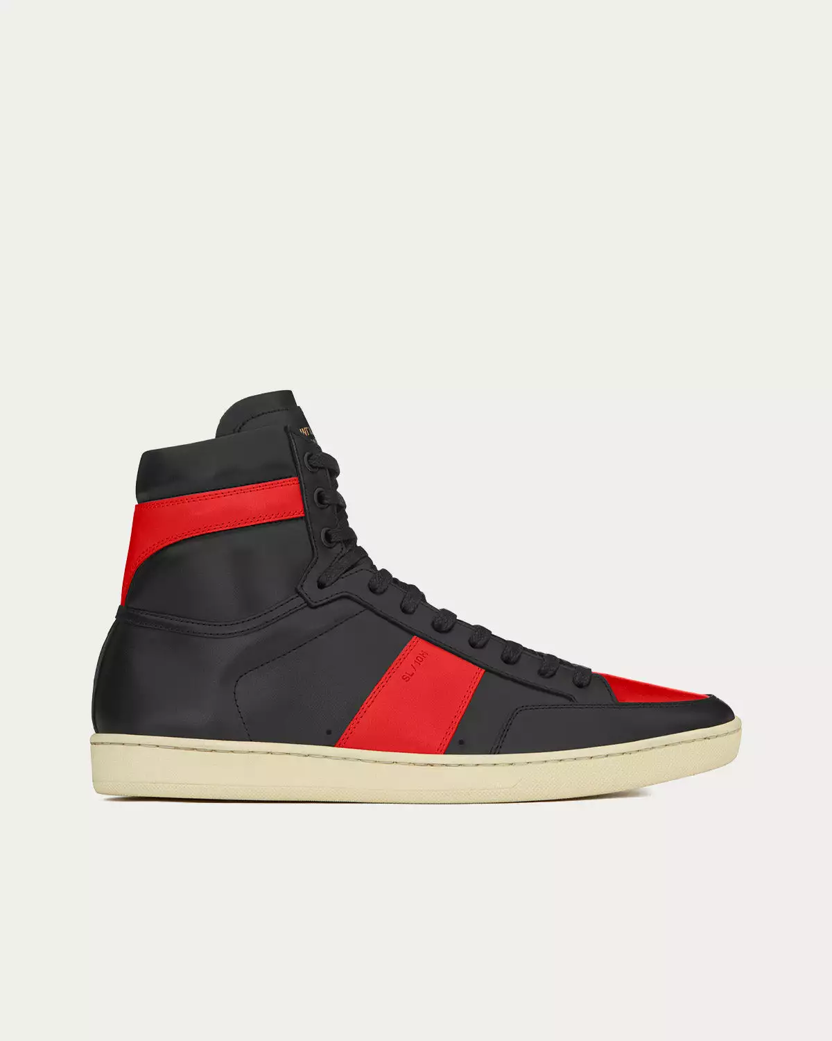 Saint Laurent SL/10H Court Classic Leather Black / Red High Top Sneakers 3 Saint Laurent SL/10H Court Classic Leather Black / Red High Top Sneakers