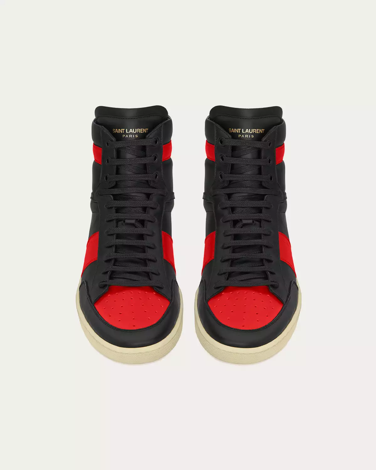 Saint Laurent SL/10H Court Classic Leather Black / Red High Top Sneakers 4 Saint Laurent SL/10H Court Classic Leather Black / Red High Top Sneakers - Image 2