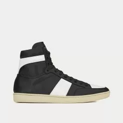 Saint Laurent SL/10H Court Classic Leather Black / White High Top Sneakers