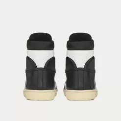 Saint Laurent SL/10H Court Classic Leather Black / White High Top Sneakers -Salomon Shop saint laurent COURTCLASSICSL 10HSNEAKERSINLEATHER black white high top sneakers 3