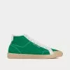 Saint Laurent Court Classic Sl/39 Canvas & Leather Green Mid Top Sneakers