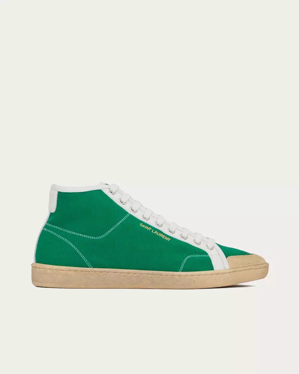 Saint Laurent Court Classic Sl/39 Canvas & Leather Green Mid Top Sneakers 3 Saint Laurent Court Classic Sl/39 Canvas & Leather Green Mid Top Sneakers