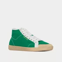 Saint Laurent Court Classic Sl/39 Canvas & Leather Green Mid Top Sneakers 7 Saint Laurent Court Classic Sl/39 Canvas & Leather Green Mid Top Sneakers -Salomon Shop saint laurent COURTCLASSICSL 39MID TOPSNEAKERSINCANVASANDLEATHER green high top sneakers 3