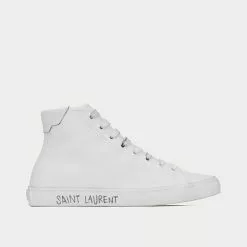 Saint Laurent Malibu Smooth Leather White High Top Sneakers