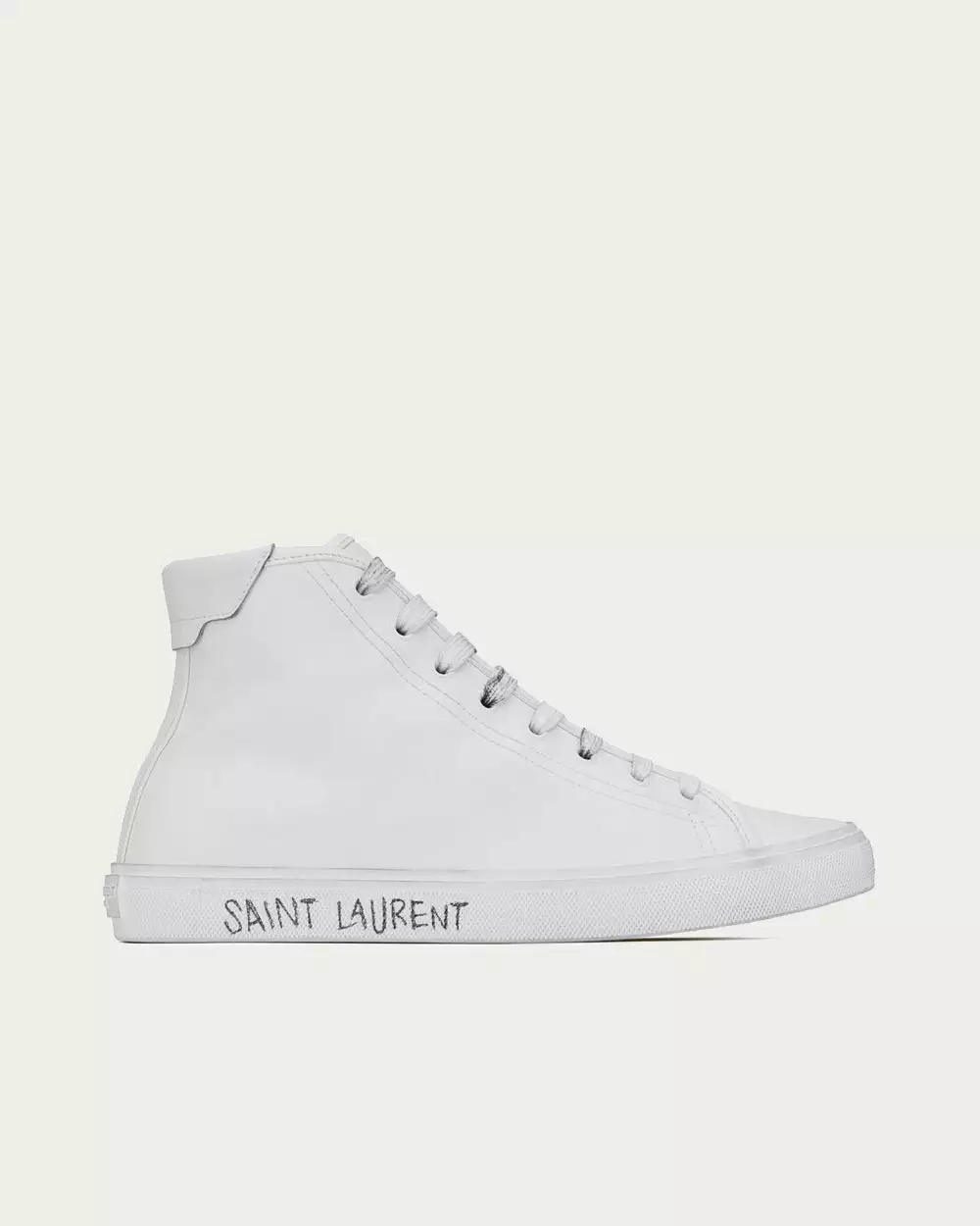 Saint Laurent Malibu Smooth Leather White High Top Sneakers 3 Saint Laurent Malibu Smooth Leather White High Top Sneakers