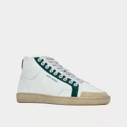 Saint Laurent SL 39 Optic White / Dark Basil High Top Sneakers -Salomon Shop saint laurent SL39MID TOPSNEAKERSINSMOOTHLEATHER high top sneakers 3
