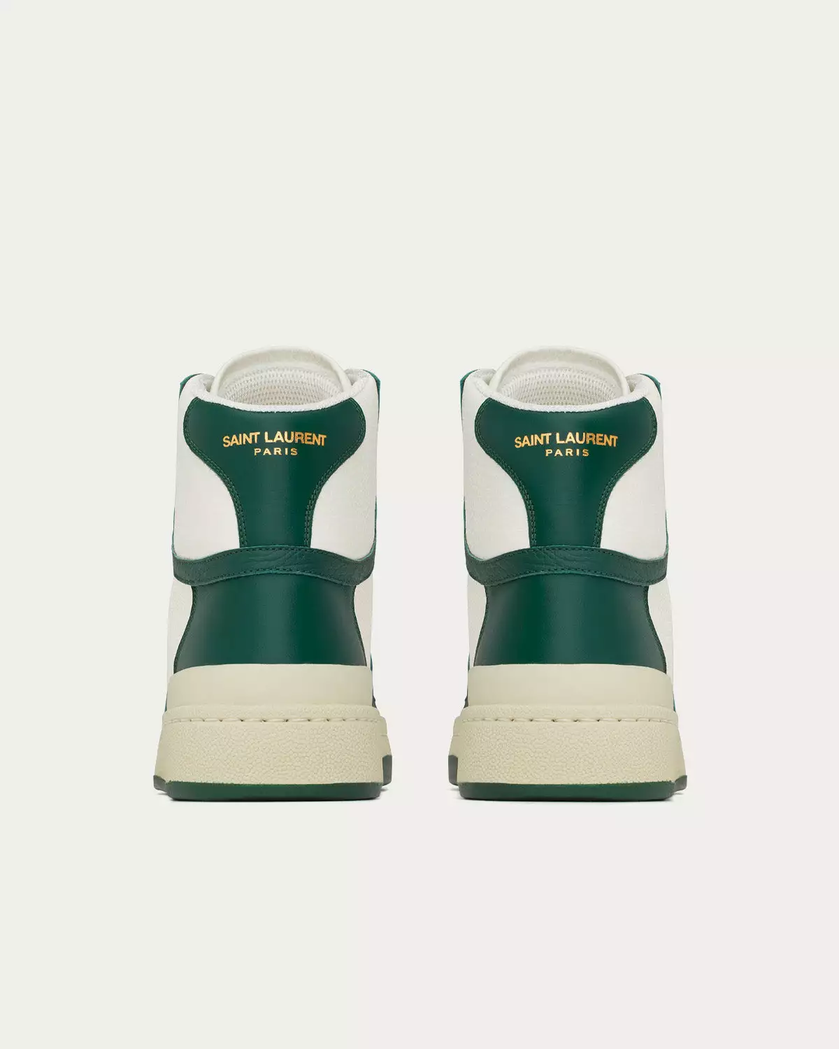 Saint Laurent SL/24 Perforated Leather White / Dark Green Mid Top Sneakers 6 Saint Laurent SL/24 Perforated Leather White / Dark Green Mid Top Sneakers - Image 4