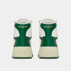 Saint Laurent SL/24 Smooth & Perforated Leather White / Dark Green High Top Sneakers -Salomon Shop saint laurent SL 24MID TOPSNEAKERSINSMOOTHANDPERFORATEDLEATHER white dark green high top sneakers 4 b967126b 194c 4431 b8fc 496cd9e193fb