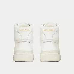 Saint Laurent SL/24 Used Look Perforated Leather Optic White Mid Top Sneakers -Salomon Shop saint laurent SL 24MID TOPSNEAKERSINUSED LOOKPERFORATEDLEATHER optic white high top sneakers 4