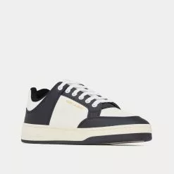 Saint Laurent SL/61 Smooth & Grained Leather White / Black Low Top Sneakers -Salomon Shop saint laurent SL 61LOW TOPSNEAKERSINSMOOTHANDGRAINEDLEATHER white black low top sneakers 3