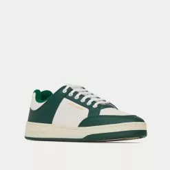 Saint Laurent SL/61 Smooth & Grained Leather White / Dark Green Low Top Sneakers -Salomon Shop saint laurent SL 61SMOOTHANDGRAINEDLEATHER white dark green low top sneakers 3