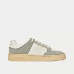 Saint Laurent SL/61 Leather & Suede Blanc Optique / Paris Roof Low Top Sneakers