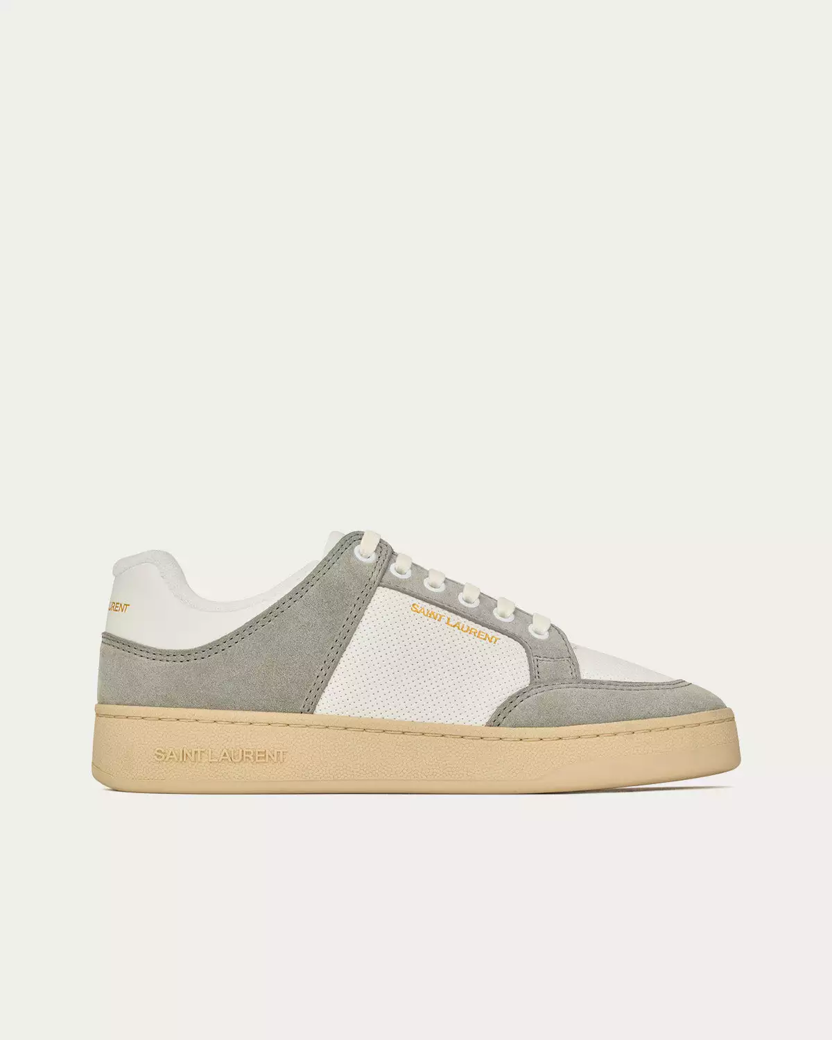 Saint Laurent SL/61 Leather & Suede Blanc Optique / Paris Roof Low Top Sneakers 3 Saint Laurent SL/61 Leather & Suede Blanc Optique / Paris Roof Low Top Sneakers