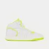 Saint Laurent SL/80 Smooth & Grained Leather Blanc Optique Et Jaune Fluo Mid Top Sneakers