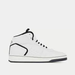 Saint Laurent SL/80 Smooth & Grained Leather Blanc Optique / Black Mid Top Sneakers