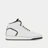 Saint Laurent SL/80 Smooth & Grained Leather Blanc Optique / Black Mid Top Sneakers
