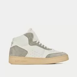 Saint Laurent SL/80 Leather & Suede Blanc Optique / Paris Roof Mid Top Sneakers