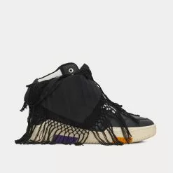 Saint Laurent Smith Grained Leather Noir High Top Sneakers