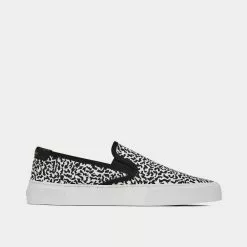 Saint Laurent Venice Sparkle Print Canvas White Slip On Sneakers