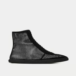 Saint Laurent You Mesh Noir Mid Top Sneakers