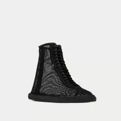 Saint Laurent You Mesh Noir Mid Top Sneakers -Salomon Shop saint laurent YOUMID TOPSNEAKERSINMESHANDLEATHER noir high top sneakers 3