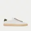 Saint Laurent Andy Canvas & Leather White / Dark Green Low Top Sneakers