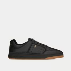 Saint Laurent SL/61 Grained Leather Noir Low Top Sneakers