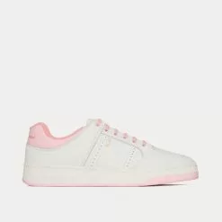 Saint Laurent SL/61 Grained Leather White / Baby Pink Low Top Sneakers