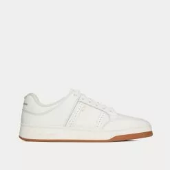 Saint Laurent SL/61 Grained Leather White Low Top Sneakers