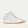 Saint Laurent SL/80 Smooth & Grained Leather Argent Et Blanc Optique Mid Top Sneakers
