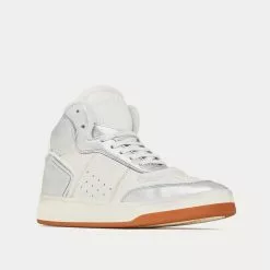 Saint Laurent SL/80 Smooth & Grained Leather Argent Et Blanc Optique Mid Top Sneakers -Salomon Shop saint laurent sl80 SMOOTHANDGRAINEDLEATHER ARGENTETBLANCOPTIQUE mid top sneakers 3 66216f85 1687 4adb a72c 93f79b7fc5f6