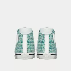 Saint Laurent Bedford Tweed & Leather Parme / Turquoise Mid Top Sneakers -Salomon Shop saint laurent womens BEDFORDSNEAKERSINTWEEDANDLEATHER green parme turquoise high top sneakers 3