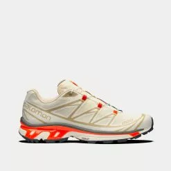 Salomon XT-6 Vanilla Ice / Bleached Sand / Red Orange Ice Low Top Sneakers